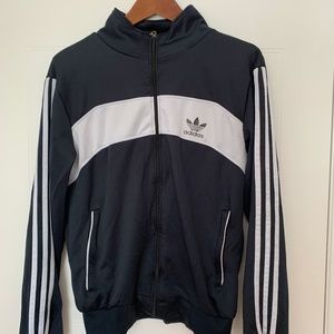 Vintage Adidas navy blue tracksuit jacket